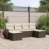 Image de vidaXL Salon de jardin avec coussins 6 pcs marron résine tressée