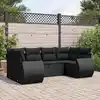 Image de vidaXL Salon de jardin 6 pcs avec coussins noir résine tressée