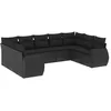 Image de vidaXL Salon de Jardin 9 pcs avec Coussins Noir résine tressée