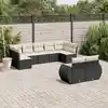 Image de vidaXL Salon de jardin 9 pcs avec coussins noir résine tressée
