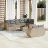 Image de vidaXL Salon de jardin avec coussins 10 pcs beige résine tressée