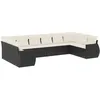 Image de vidaXL Salon de Jardin avec Coussins 10 pcs, Canapés de Terrasse, Ensemble de Meubles de Patio, Mobilier d'Extérieur, Noir Résine Tressée
