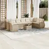 Image de vidaXL Salon de jardin 11 pcs avec coussins beige résine tressée