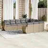 Image de vidaXL Salon de jardin avec coussins 10 pcs beige résine tressée
