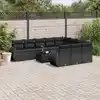 Image de vidaXL Salon de jardin 11 pcs avec coussins noir résine tressée