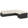 Image de vidaXL Salon de Jardin avec Coussins 10 pcs, Canapés de Terrasse, Ensemble de Meubles de Patio, Mobilier d'Extérieur, Noir Résine Tressée