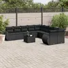 Image de vidaXL Salon de jardin 11 pcs avec coussins noir résine tressée
