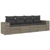 Image de vidaXL Salon de Jardin 4 pcs avec Coussins Gris résine tressée