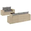 Image de vidaXL Salon de Jardin avec Coussins 6 pcs, Canapés de Terrasse, Ensemble de Meubles de Patio, Mobilier d'Extérieur, Beige Résine Tressée