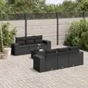 Image de vidaXL Salon de jardin 7 pcs avec coussins noir résine tressée