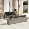 Image de vidaXL Salon de jardin 8 pcs avec coussins gris résine tressée