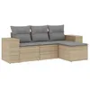 Image de vidaXL Salon de Jardin avec Coussins 4 pcs, Canapés de Terrasse, Ensemble de Meubles de Patio, Mobilier d'Extérieur, Beige Résine Tressée