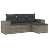 Image de vidaXL Salon de Jardin 4 pcs avec Coussins Gris résine tressée
