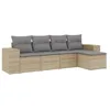 Image de vidaXL Salon de Jardin avec Coussins 5 pcs, Canapés de Terrasse, Ensemble de Meubles de Patio, Mobilier d'Extérieur, Beige Résine Tressée