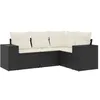Image de vidaXL Salon de Jardin 4 pcs avec Coussins Noir résine tressée