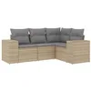 Image de vidaXL Salon de Jardin avec Coussins 4 pcs, Canapés de Terrasse, Ensemble de Meubles de Patio, Mobilier d'Extérieur, Beige Résine Tressée