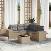 Image de vidaXL Salon de jardin avec coussins 6 pcs beige résine tressée