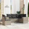 Image de vidaXL Salon de jardin 5 pcs avec coussins gris clair résine tressée