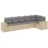Image de vidaXL Salon de Jardin avec Coussins 6 pcs, Canapés de Terrasse, Ensemble de Meubles de Patio, Mobilier d'Extérieur, Beige Résine Tressée