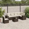 Image de vidaXL Salon de jardin avec coussins 7 pcs marron résine tressée