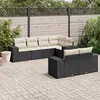 Image de vidaXL Salon de jardin 7 pcs avec coussins noir résine tressée
