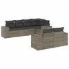 Image de vidaXL Salon de Jardin avec Coussins 7 pcs, Canapés de Terrasse, Ensemble de Meubles de Patio, Mobilier d'Extérieur, Gris Résine Tressée
