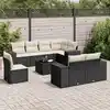 Image de vidaXL Salon de jardin 9 pcs avec coussins noir résine tressée