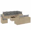Image de vidaXL Salon de Jardin avec Coussins 9 pcs, Canapés de Terrasse, Ensemble de Meubles de Patio, Mobilier d'Extérieur, Beige Résine Tressée