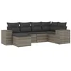 Image de vidaXL Salon de Jardin 6 pcs avec Coussins Gris résine tressée