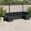 Image de vidaXL Salon de jardin 7 pcs avec coussins noir résine tressée