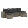 Image de vidaXL Salon de Jardin avec Coussins 6 pcs, Canapés de Terrasse, Ensemble de Meubles de Patio, Mobilier d'Extérieur, Gris Résine Tressée