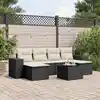 Image de vidaXL Salon de jardin 7 pcs avec coussins noir résine tressée