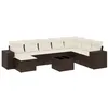 Image de vidaXL Salon de Jardin avec Coussins 9 pcs, Canapés de Terrasse, Ensemble de Meubles de Patio, Mobilier d'Extérieur, Marron Résine Tressée