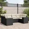 Image de vidaXL Salon de jardin 6 pcs avec coussins noir résine tressée
