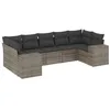 Image de vidaXL Salon de Jardin avec Coussins 7 pcs, Canapés de Terrasse, Ensemble de Meubles de Patio, Mobilier d'Extérieur, Gris Résine Tressée