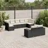 Image de vidaXL Salon de jardin 9 pcs avec coussins noir résine tressée
