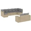 Image de vidaXL Salon de Jardin avec Coussins 9 pcs Beige résine tressée