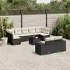Image de vidaXL Salon de jardin 10 pcs avec coussins noir résine tressée