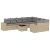 Image de vidaXL Salon de Jardin avec Coussins 10 pcs, Canapés de Terrasse, Ensemble de Meubles de Patio, Mobilier d'Extérieur, Beige Résine Tressée