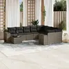 Image de vidaXL Salon de jardin avec coussins 10 pcs gris résine tressée