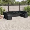 Image de vidaXL Salon de jardin 10 pcs avec coussins noir résine tressée