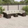 Image de vidaXL Salon de jardin et coussins 11 pcs marron résine tressée