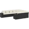 Image de vidaXL Salon de Jardin 10 pcs avec Coussins Noir résine tressée