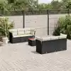 Image de vidaXL Salon de jardin 7 pcs avec coussins noir résine tressée