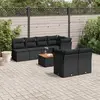 Image de vidaXL Salon de jardin 8 pcs avec coussins noir résine tressée