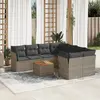 Image de vidaXL Salon de jardin 9 pcs avec coussins gris résine tressée