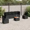 Image de vidaXL Salon de jardin 7 pcs avec coussins noir résine tressée