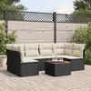 Image de vidaXL Salon de jardin 7 pcs avec coussins noir résine tressée