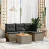 Image de vidaXL Salon de jardin 5 pcs avec coussins gris résine tressée