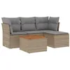 Image de vidaXL Salon de Jardin avec Coussins 5 pcs, Canapés de Terrasse, Ensemble de Meubles de Patio, Mobilier d'Extérieur, Mélange Beige Résine Tressée